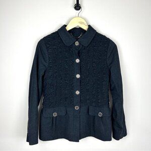VINTAGE Burberry Gray Wool collared button down jacket